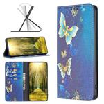 For Xiaomi Redmi 10 5G / Note 11E Colored Drawing Invisible Magnetic Leather Phone Case(Gold Butterflies)