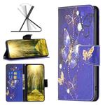 For Xiaomi Redmi 10 5G / Note 11E Colored Drawing Leather Phone Case(Purple Butterfly)