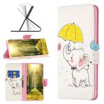 For Xiaomi Redmi 10 5G / Note 11E Colored Drawing Leather Phone Case(Umbrella Elephant)