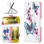 For Xiaomi Redmi 10C Colored Drawing Leather Phone Case(Peach Blossom Butterfly)