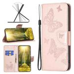 For Xiaomi Redmi 10 5G / Note 11E Two Butterflies Embossing Leather Phone Case(Rose Gold)