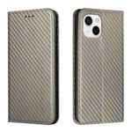 For iPhone 13 mini Carbon Fiber Texture Flip Holder Leather Phone Case (Grey)
