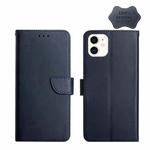 For iPhone 12 mini Genuine Leather Fingerprint-proof Horizontal Flip Phone Case (Blue)