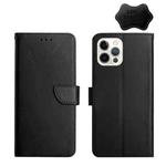 For iPhone 12 Pro Genuine Leather Fingerprint-proof Horizontal Flip Phone Case(Black)