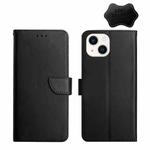 For iPhone 13 Genuine Leather Fingerprint-proof Horizontal Flip Phone Case(Black)