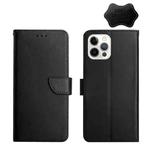 For iPhone 13 Pro Max Genuine Leather Fingerprint-proof Horizontal Flip Phone Case (Black)