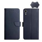 For iPhone XR Genuine Leather Fingerprint-proof Horizontal Flip Phone Case(Blue)