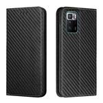 For Xiaomi Redmi Note 10 Pro 5G Carbon Fiber Texture Flip Holder Leather Phone Case(Black)