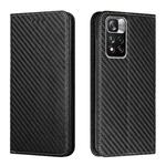 For Xiaomi Redmi Note 11 Pro 5G CN Version Carbon Fiber Texture Flip Holder Leather Phone Case(Black)