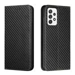 For Samsung Galaxy A33 5G Carbon Fiber Texture Flip Holder Leather Phone Case(Black)