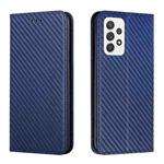 For Samsung Galaxy A33 5G Carbon Fiber Texture Flip Holder Leather Phone Case(Blue)