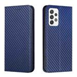 For Samsung Galaxy A53 Carbon Fiber Texture Flip Holder Leather Phone Case(Blue)