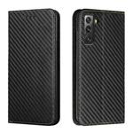 For Samsung Galaxy S22+ 5G Carbon Fiber Texture Flip Holder Leather Phone Case(Black)