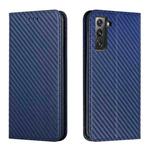 For Samsung Galaxy S22+ 5G Carbon Fiber Texture Flip Holder Leather Phone Case(Blue)