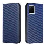 For vivo Y21 Carbon Fiber Texture Flip Holder Leather Phone Case(Blue)