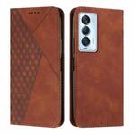 For Tecno Camon 18 Premier Diamond Splicing Skin Feel Magnetic Leather Phone Case(Brown)