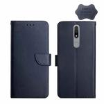 For Nokia 2.4 Genuine Leather Fingerprint-proof Horizontal Flip Phone Case(Blue)