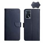 For OPPO A16 Genuine Leather Fingerprint-proof Horizontal Flip Phone Case(Blue)