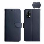 For OPPO F19 Genuine Leather Fingerprint-proof Horizontal Flip Phone Case(Blue)