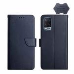 For OPPO A54 Genuine Leather Fingerprint-proof Horizontal Flip Phone Case(Blue)