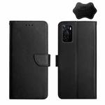For OPPO A55S Japan Version Genuine Leather Fingerprint-proof Horizontal Flip Phone Case(Black)