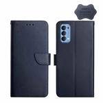 For OPPO Reno4 Genuine Leather Fingerprint-proof Horizontal Flip Phone Case(Blue)