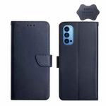 For OPPO Reno4 Pro Genuine Leather Fingerprint-proof Horizontal Flip Phone Case(Blue)