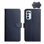 For OPPO Reno5 Pro Genuine Leather Fingerprint-proof Horizontal Flip Phone Case(Blue)