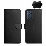 For OPPO Reno6 5G Genuine Leather Fingerprint-proof Horizontal Flip Phone Case(Black)