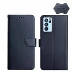 For OPPO Reno6 Pro 5G Genuine Leather Fingerprint-proof Horizontal Flip Phone Case(Blue)