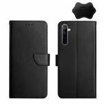For OPPO Realme 6 Genuine Leather Fingerprint-proof Horizontal Flip Phone Case(Black)