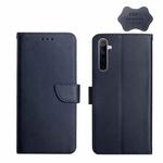 For OPPO Realme 6 Genuine Leather Fingerprint-proof Horizontal Flip Phone Case(Blue)