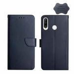 For Huawei P30 Lite Genuine Leather Fingerprint-proof Horizontal Flip Phone Case(Blue)