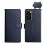 For Huawei P40 Pro Genuine Leather Fingerprint-proof Horizontal Flip Phone Case(Blue)