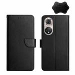 For Huawei P50 Genuine Leather Fingerprint-proof Horizontal Flip Phone Case(Black)