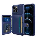 For iPhone 13 Pro Magnetic Wallet Card Bag Leather Case (Navy Blue)