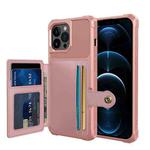 For iPhone 13 Pro Magnetic Wallet Card Bag Leather Case (Rose Gold)