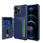 For iPhone 13 Pro Max Magnetic Wallet Card Bag Leather Case (Navy Blue)