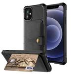 For iPhone 12 mini Magnetic Wallet Card Bag Leather Case (Black)