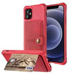 For iPhone 12 mini Magnetic Wallet Card Bag Leather Case (Red)
