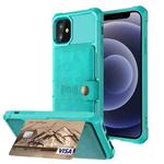 For iPhone 12 mini Magnetic Wallet Card Bag Leather Case (Cyan)