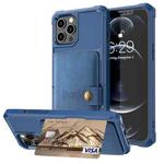 For iPhone 12 / 12 Pro Magnetic Wallet Card Bag Leather Case(Navy Blue)