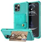 For iPhone 12 Pro Max Magnetic Wallet Card Bag Leather Case(Cyan)