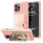 For iPhone 12 Pro Max Magnetic Wallet Card Bag Leather Case(Rose Gold)