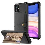 For iPhone 11 Magnetic Wallet Card Bag Leather Case (Black)