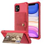 For iPhone 11 Magnetic Wallet Card Bag Leather Case (Red)