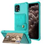 For iPhone 11 Pro Max Magnetic Wallet Card Bag Leather Case (Cyan)