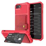 For iPhone SE 2022 / SE 2020 / 8 / 7 Magnetic Wallet Card Bag Leather Case(Red)