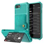 For iPhone SE 2022 / SE 2020 / 8 / 7 Magnetic Wallet Card Bag Leather Case(Cyan)