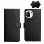 For Xiaomi Mi 11 Lite Genuine Leather Fingerprint-proof Horizontal Flip Phone Case(Black)